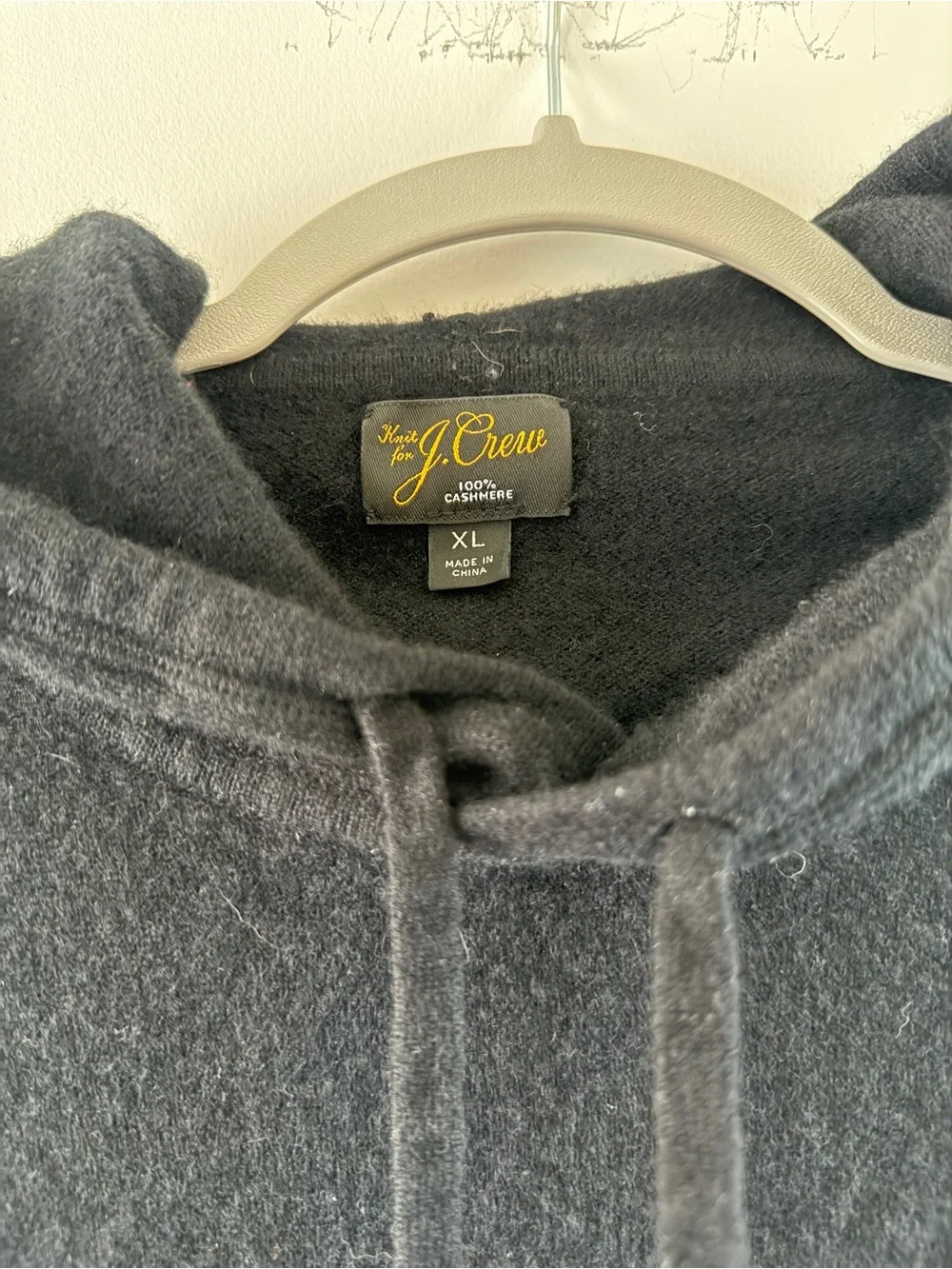 J. Crew Men's Cashmere Charcoal Crewneck Hoodie Sweater